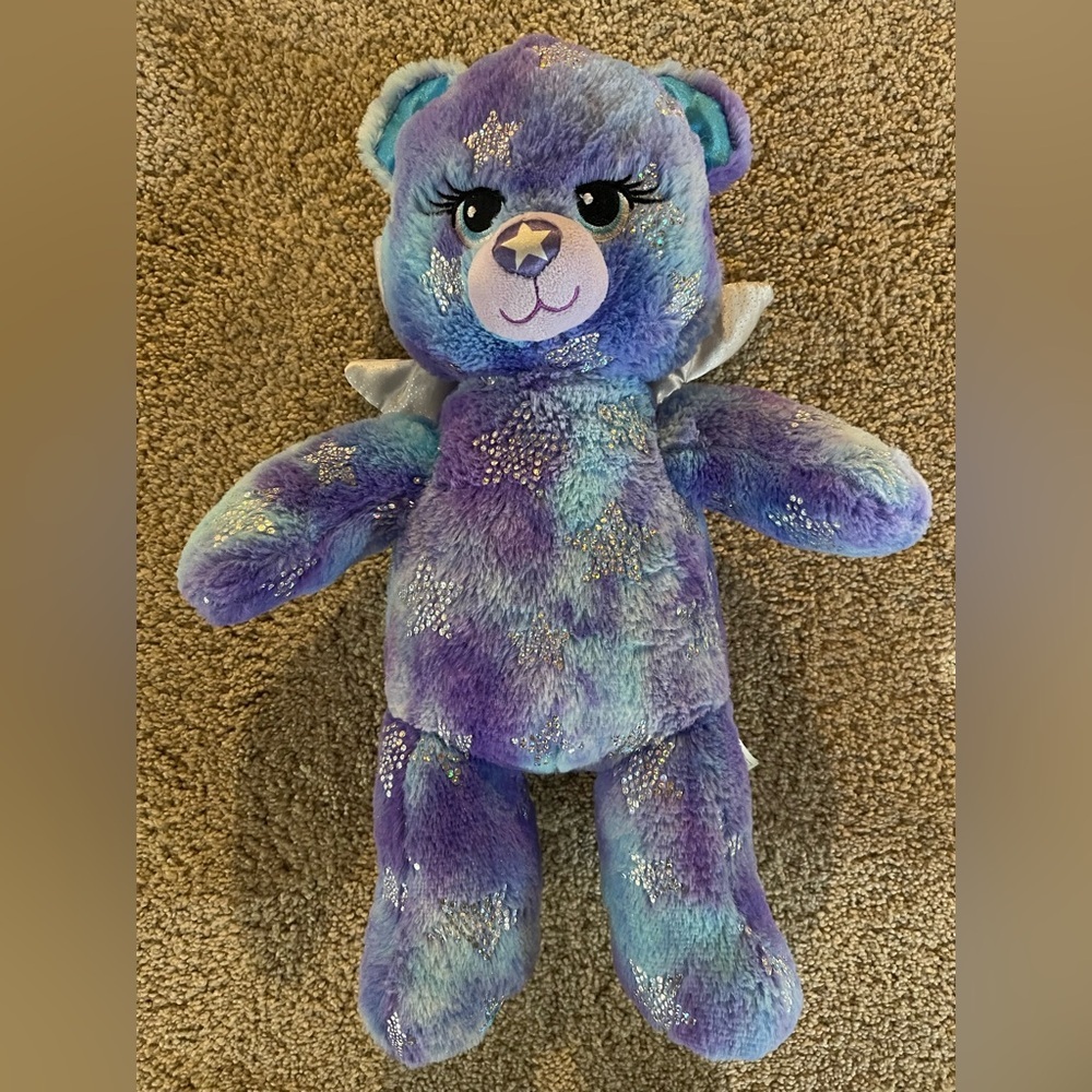 Build-A-Bear Shimmery Star Bear – Purple/Blue Glitter Stars – Retired